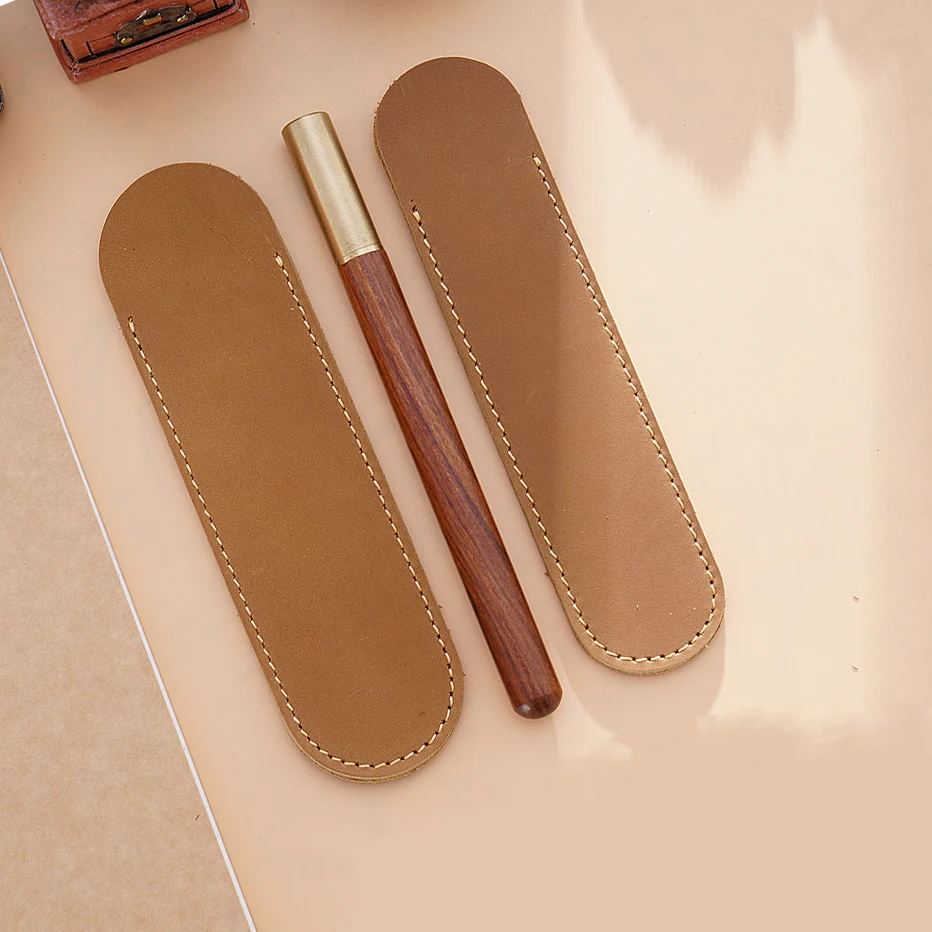 Aiguoniu handgemachte Echt leder Stift Tasche Rindsleder Bleistift Tasche Vintage Retro-Stil Zubehör für Notebook