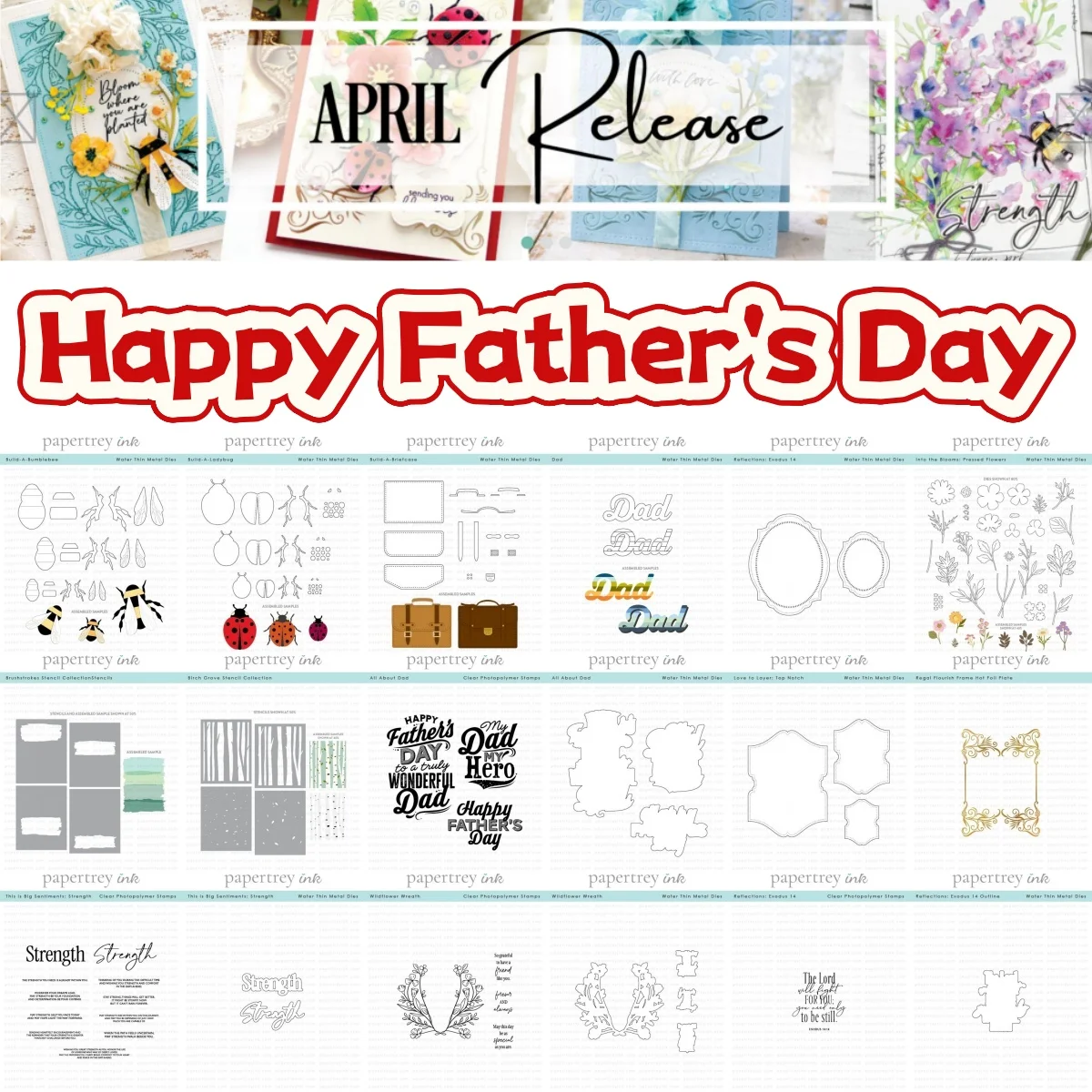 

Father's Day Briefcase Ladybug Metal Cutting Dies Clear Stamps Stencil Hot Foil for DIY Making Card Scrapbook April 2026 New