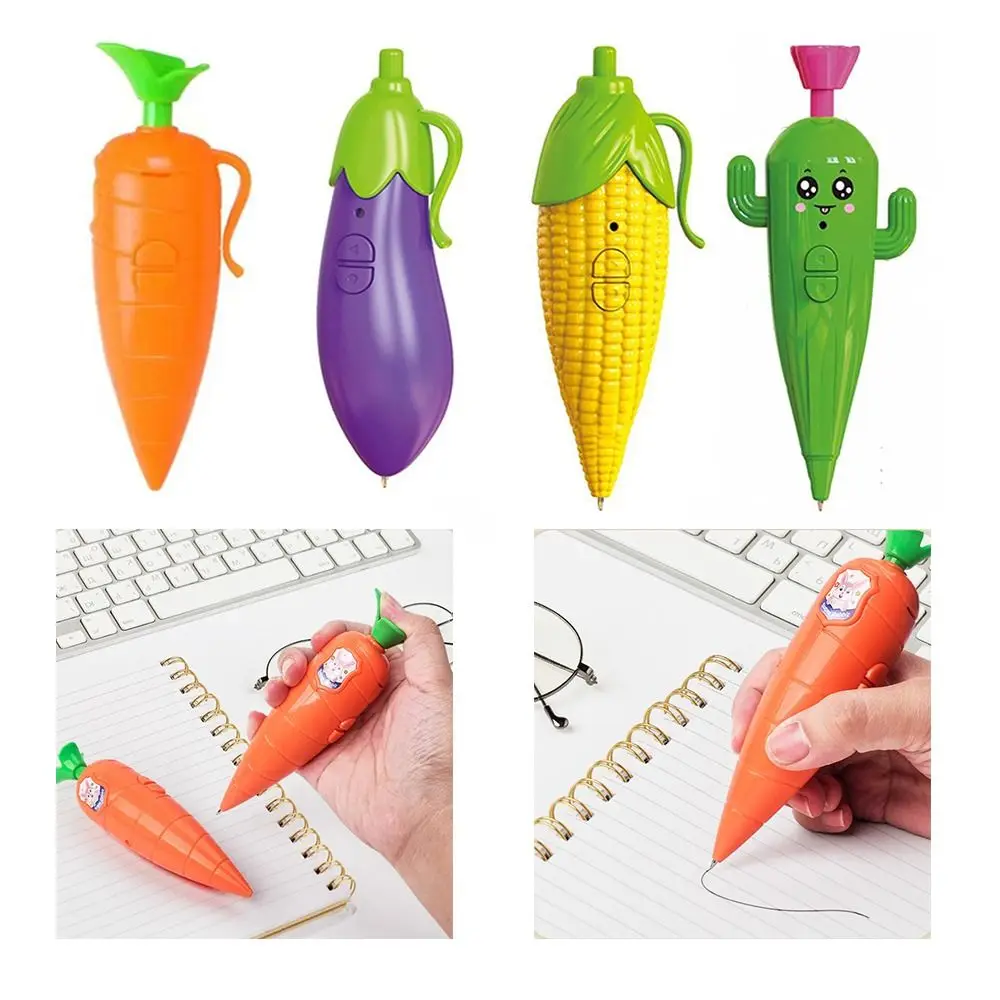 Carrot Eggplant Funny Voice Recorder Pen Corn Cactus Write Graffiti Cute Ballpoint Pen Novelty 2 in 1 60S Sound Recorder