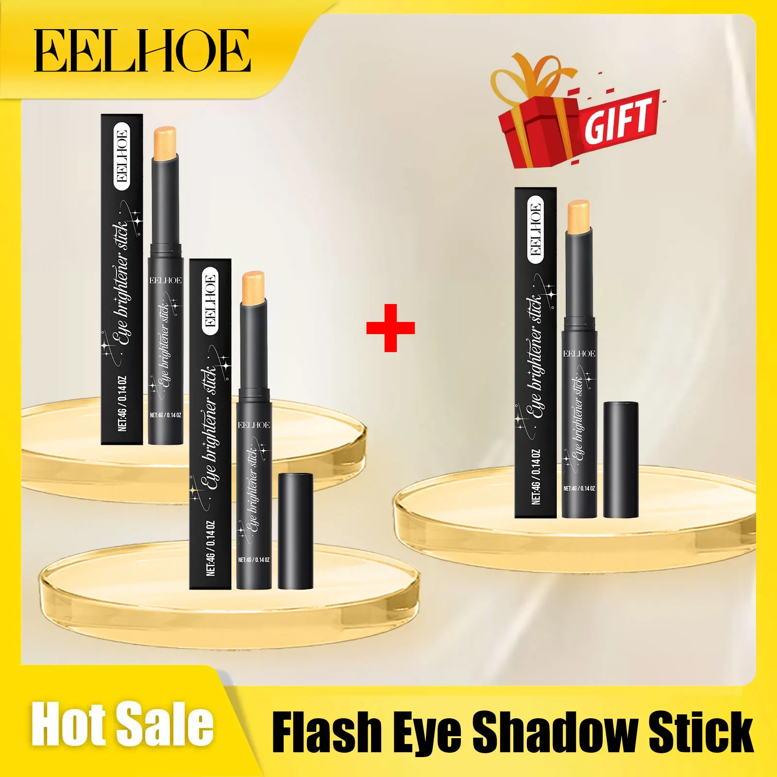 

Eelhoe Flash Eye Shadow Stick Remove Darkening Circles Brighten Skin Tone Makeup Cosmetic Highlight Beauty Shine Eye Shadow Pens