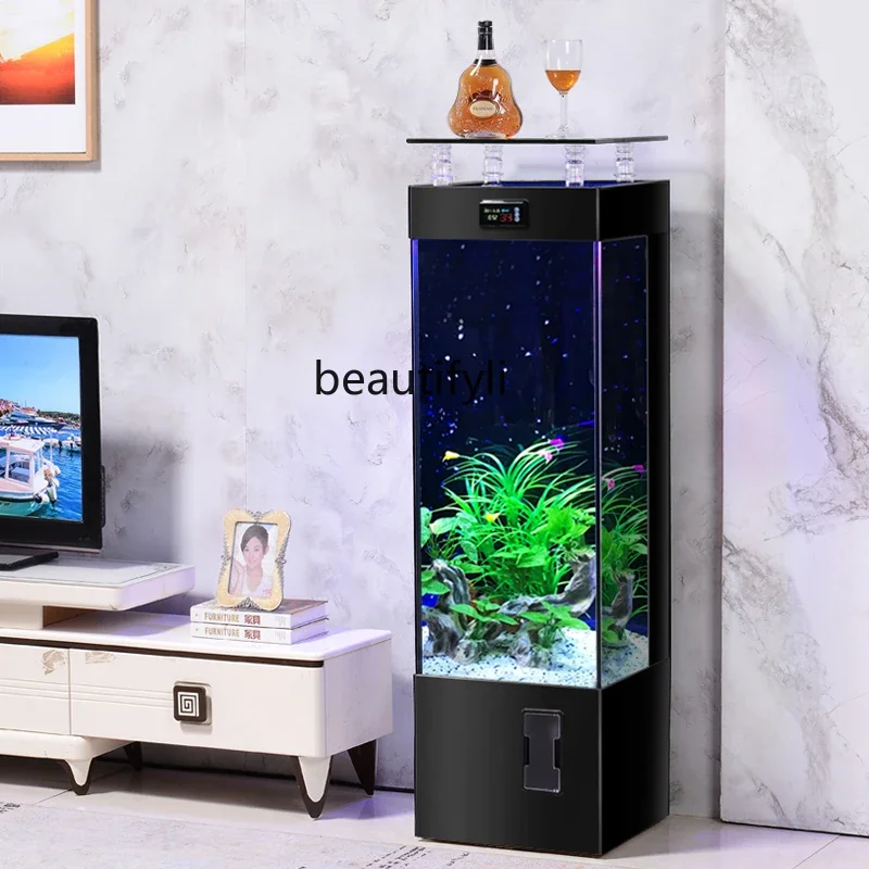 

Home living room floor ecological fish tank aquarium high definition glass goldfish tank new