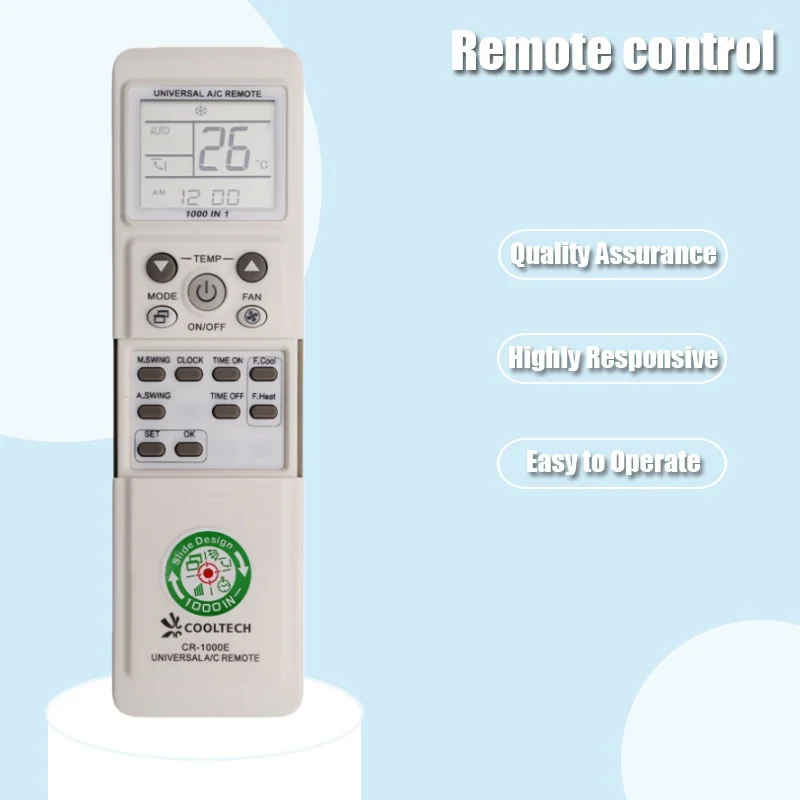 

Universal Air Conditioner Remote Control for Toshiba, Daikin, Chigo, Sharp, K-1038E, Air Conditioning Control, Cool and Heat