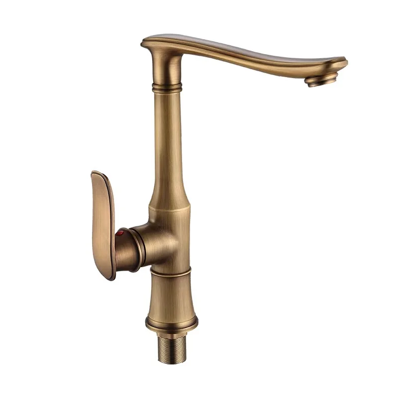 Antique Faucet Kitchen Hot and Cold Rotatable Retro Simple Creative Bathroom Above Counter Basin Single Hole Faucet Gold