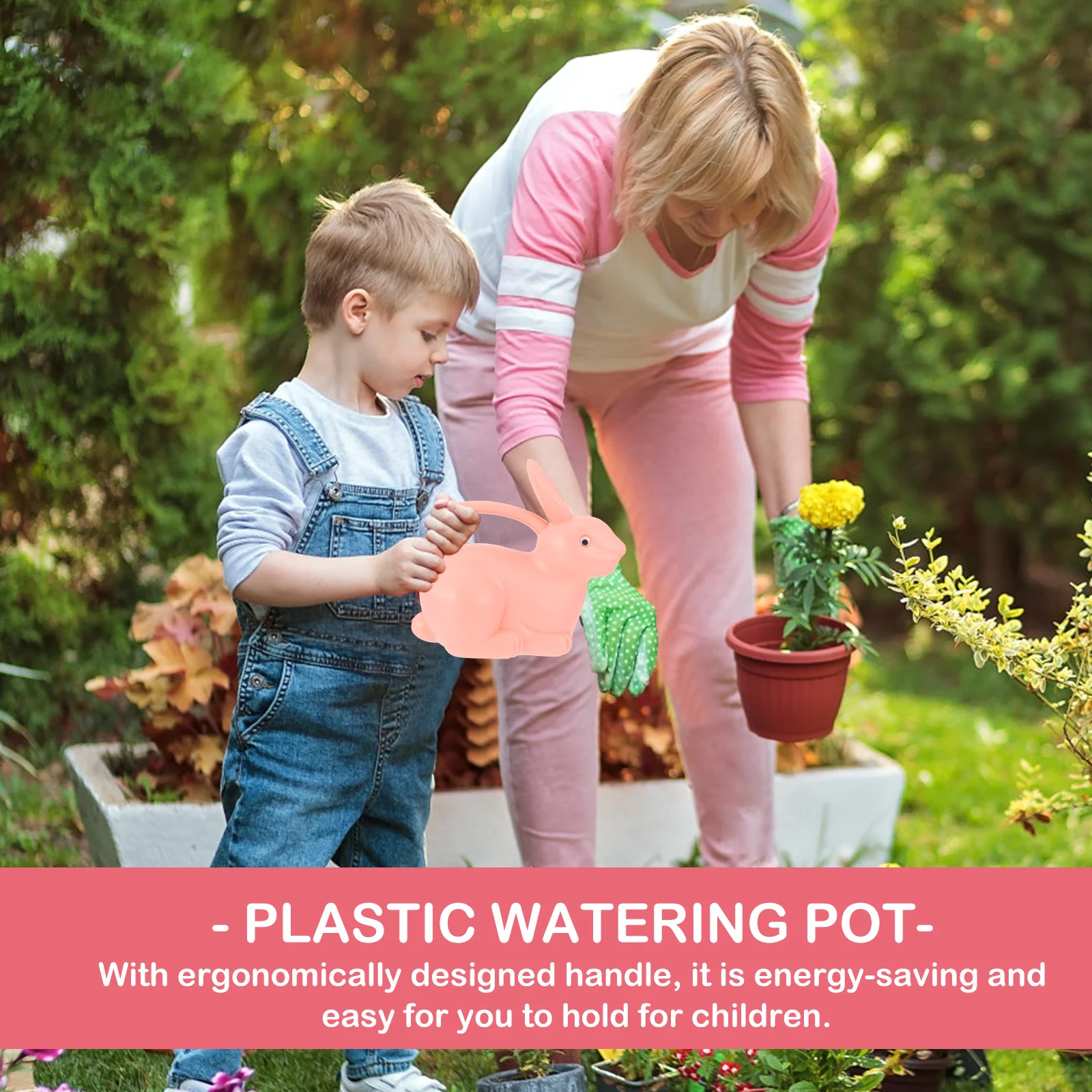 

Rabbit Shape Watering Can Premium Plastic Cartoon Watering Kettle Kids Garden Use Ergonomic Handle Energy Saving Lovely