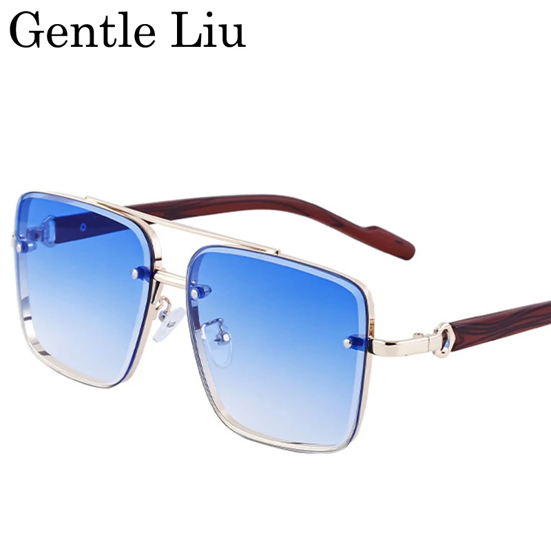 

Classic Oversized Square Sunglasses Men Big Frame 2025 Luxury Brand Vintage Double Beam Eyewear Anti Blue Light Glasses UV400