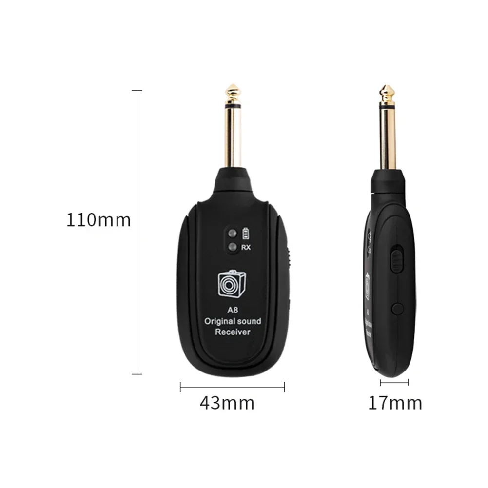 Transmisor de sistema inalámbrico para guitarra eléctrica, receptor recargable incorporado, bajo, A8, 1 par