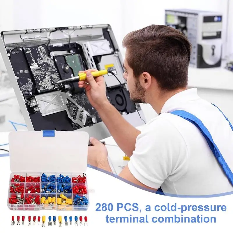 Konektor sambungan kawat 280X terminal konektor kawat dengan kotak penyimpanan Kit sambungan kawat terisolasi kawat listrik sambungan cepat