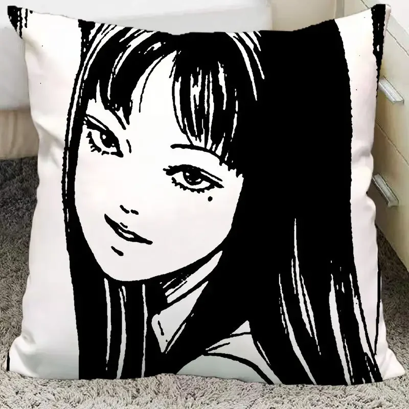 Hello Kitty Junji Ito Tomie Anime Peripheral Pillow Kawaii Cartoon Home Decor Bedside Sofa Dormitory Soft Cushion Cute Toy Gifts