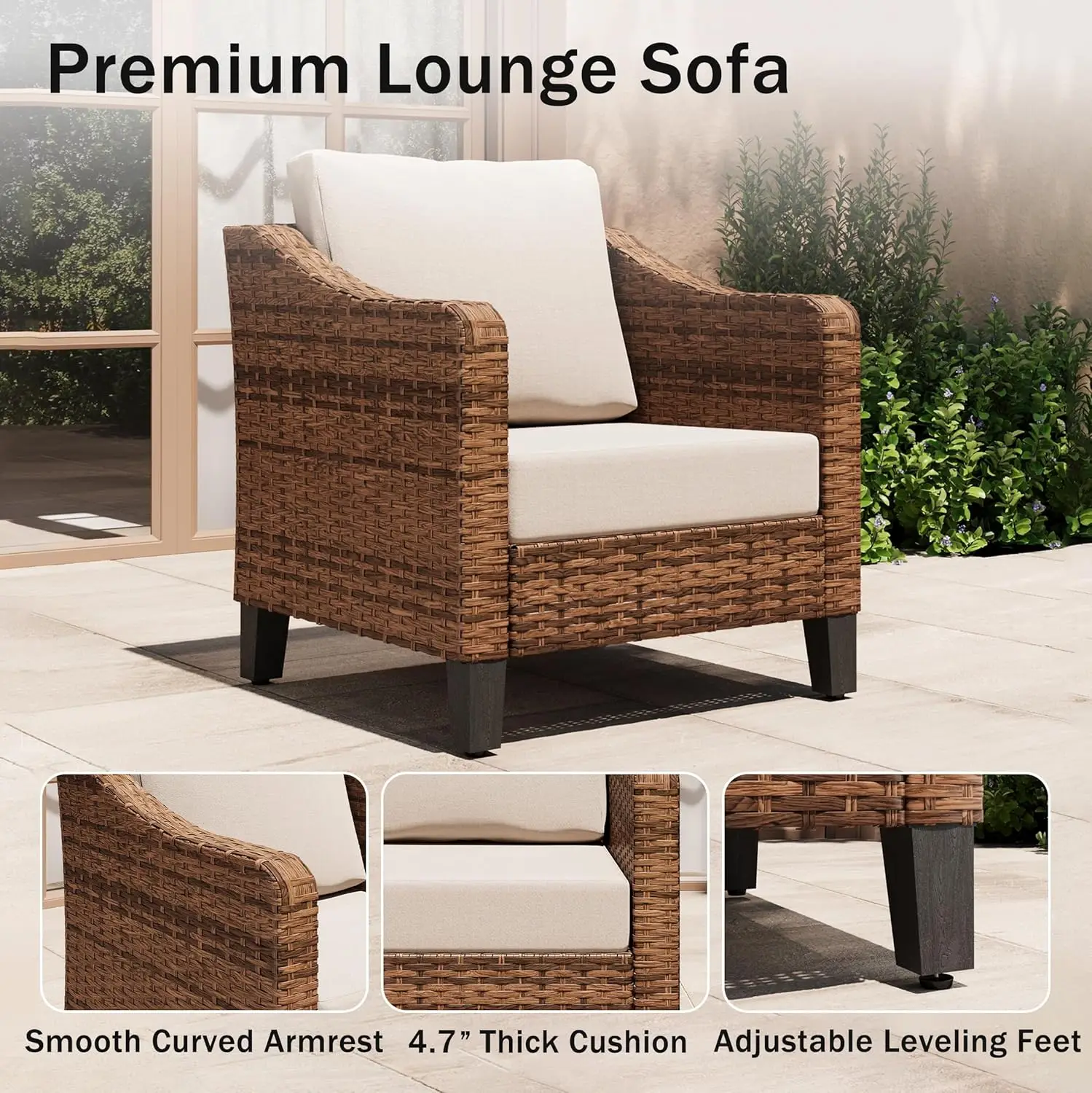 4 Seat Modular Wicker Patio Conversation Set Sectional Sofa Loveseat 2 Tier Coffee   for Backyard Garden Use Customized