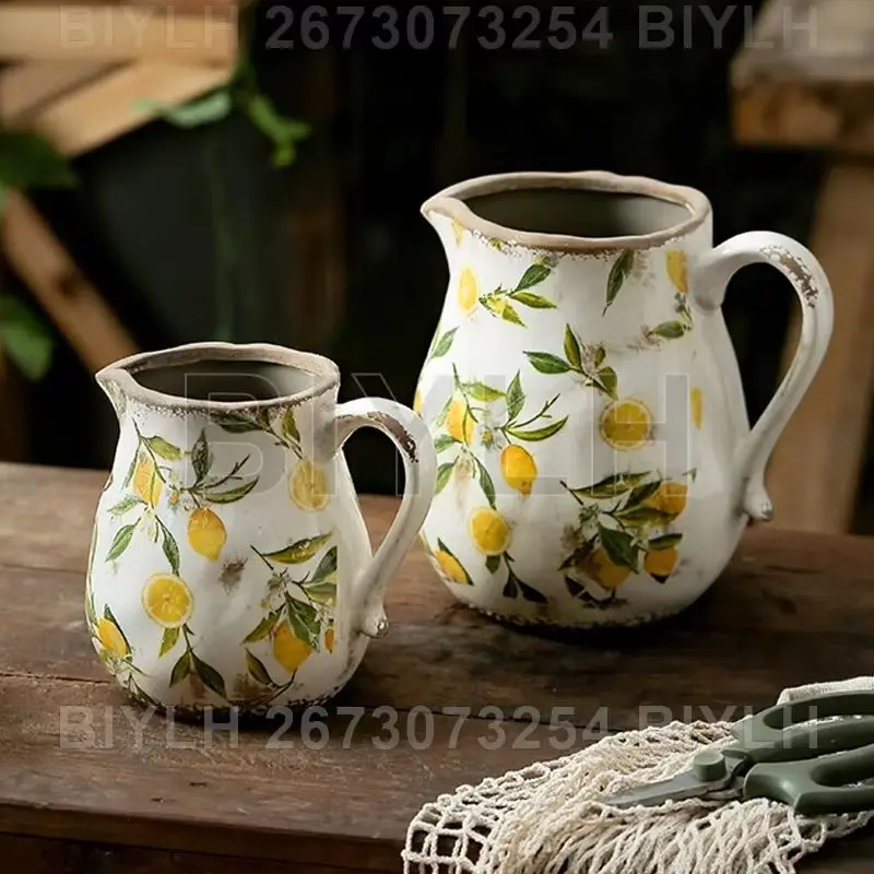 

Керамическая ваза с европейским лимонным узором, украшение для дома, гидропонная цветочная композиция, принадлежности для дома, садоводства, цветочный горшок