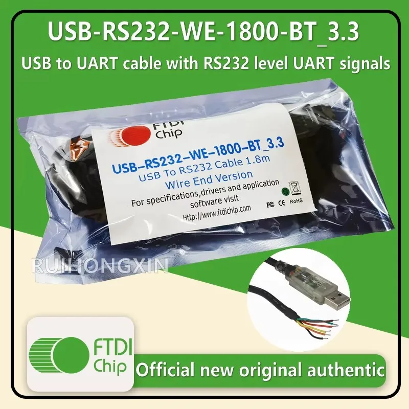 USB-RS232-WE-1800-BT_3.3 Cable USB a UART con señales UART de nivel RS232 12Mbps 1MBaud FTDIchip oficial nuevo original auténtico