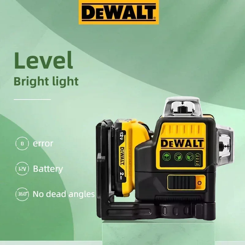 DEWALT DW089LG 12 Lines 3 Sides*360 Degree Green Laser Level, 12V Lithium Battery Horizontal Vertical Laser Meter for Outdoor