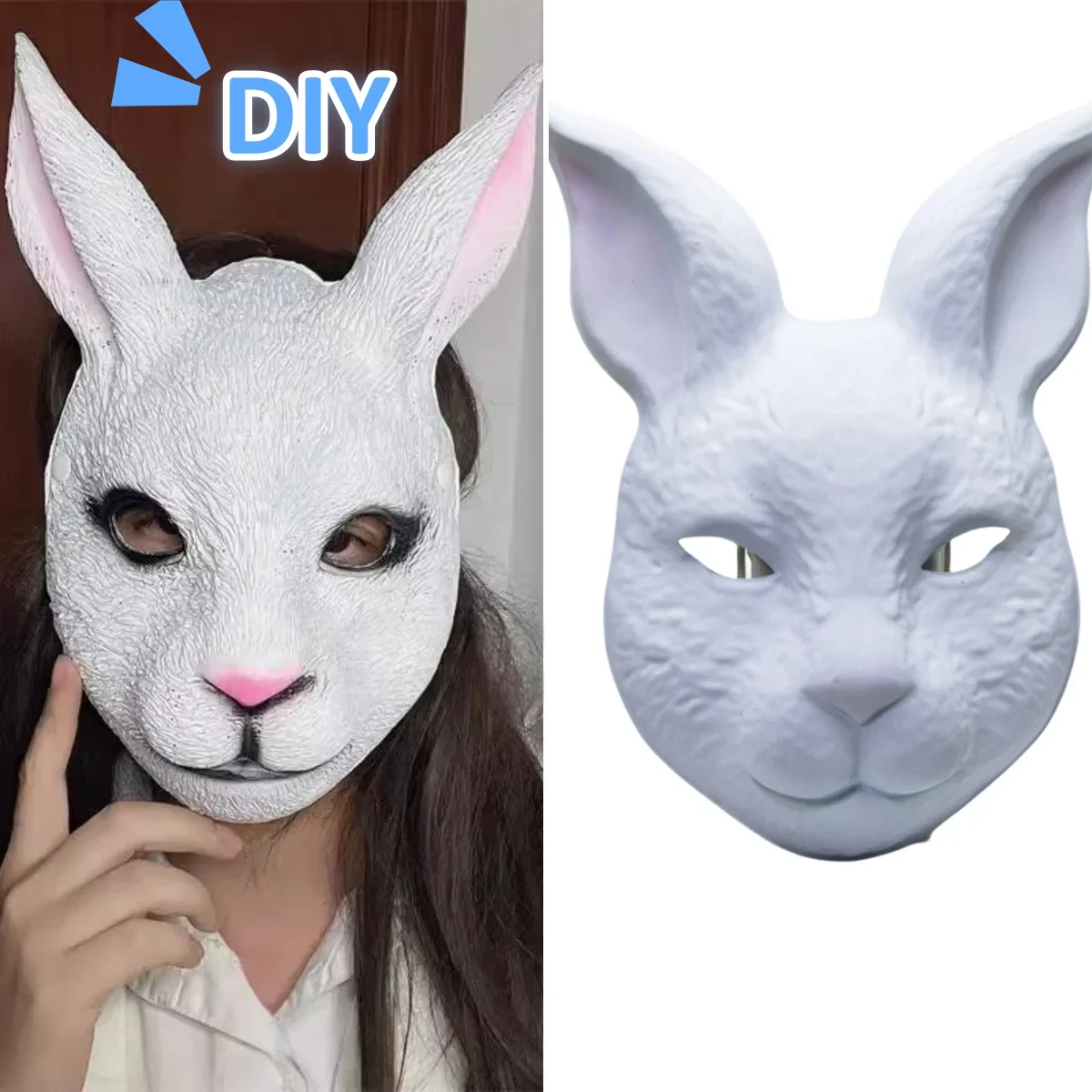 

Masquerade Rabbit Mask Hand Painted Diy Blank Bunny Masks Party Cosplay Halloween Party Pvc Rabbit Unpainted Decorative Masks