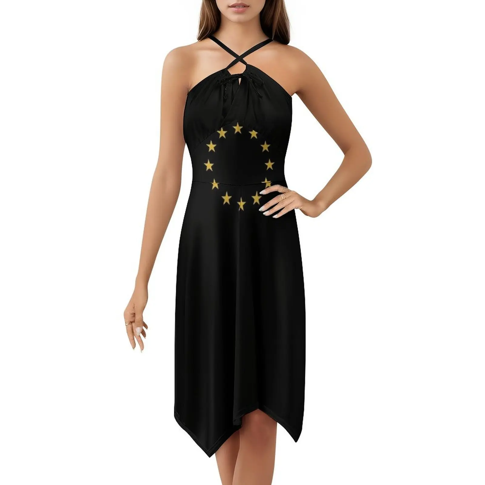 

The Official Flag Of The European Union Floral Smock Dress For Women Spring Summer Casual Dress For Party Also As A Demo Outfit