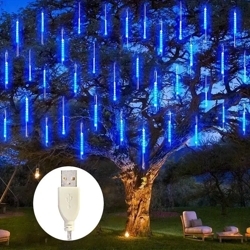 

30cm/50cm LED Meteor Shower String Lights 8Tubes Wedding Ramadan Home Bedroom Decoration Paito Ambient Lighting USB Powered