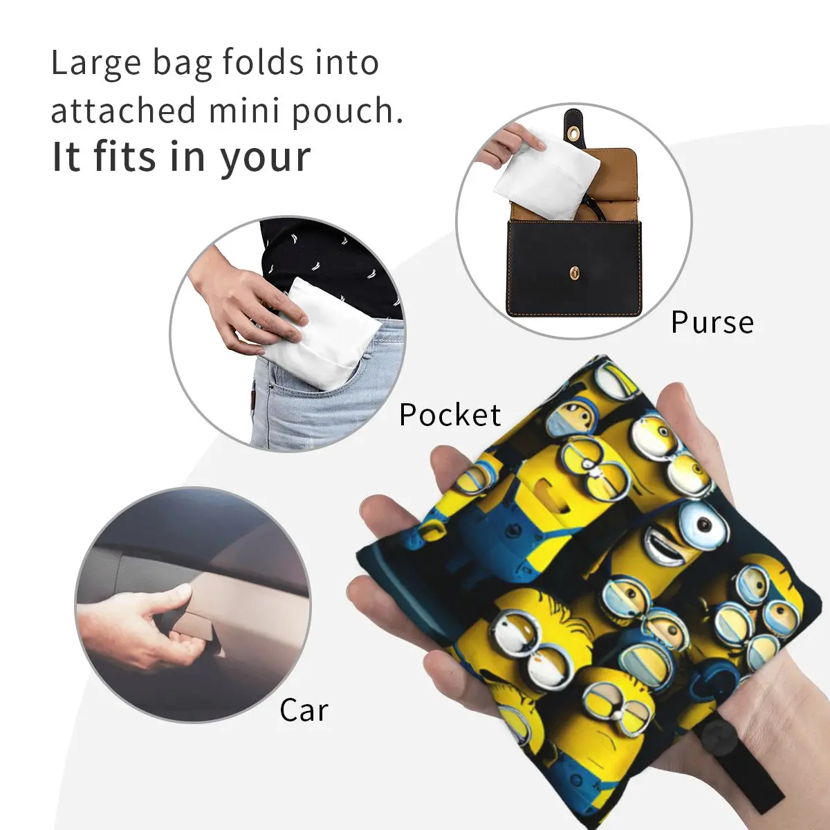 カスタム笑い M-Minions 漫画食料品ショッピングバッグファッションショッパーショルダートートバッグ大容量ポータブルハンドバッグ