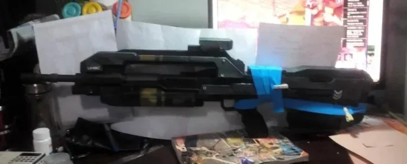 แบบจำลองปืนไรเฟิล War Human BR85HB ขนาด 87 ซม. แบบกระดาษ 3 มิติ ชุดประกอบเอง งานฝีมือทำจากกระดาษ ของเล่น