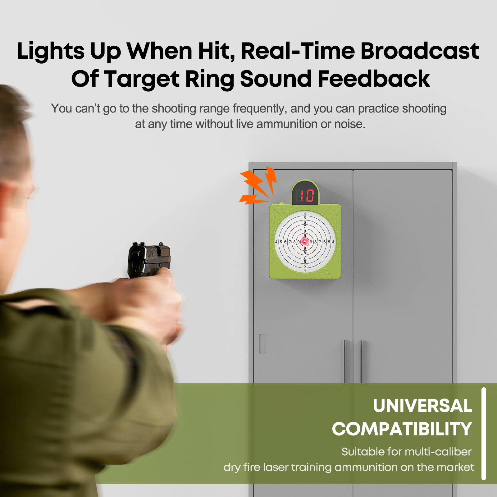 Dry Fire Laser 7-Ring Target Compatible with Multi-Caliber Laser Training.