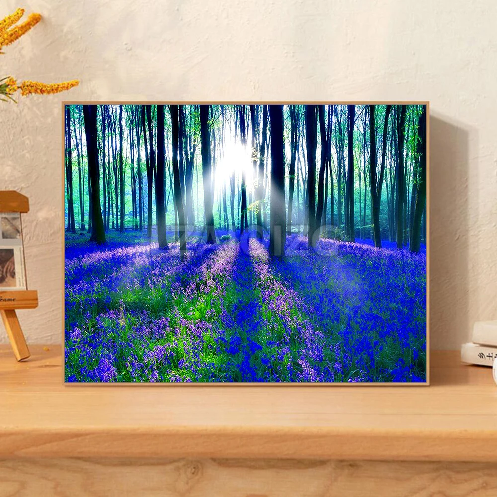 LZAIQIZG 5D Diamond Painting Colorful Forest Full Square/Round Diamond Embroidery Landscape Picture Rhinestone Home Decoration