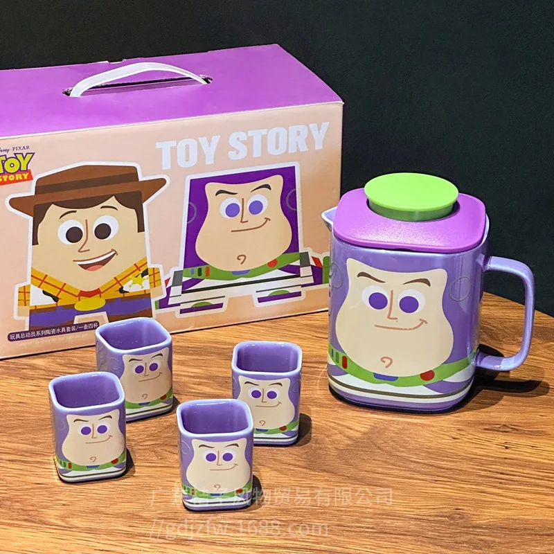 Disney Toy Story Buzz Lightyear Ceramic Teapot New Cartoon Teapot Teacup Gift Box Creative Cute Tea Set Cartoon Gift