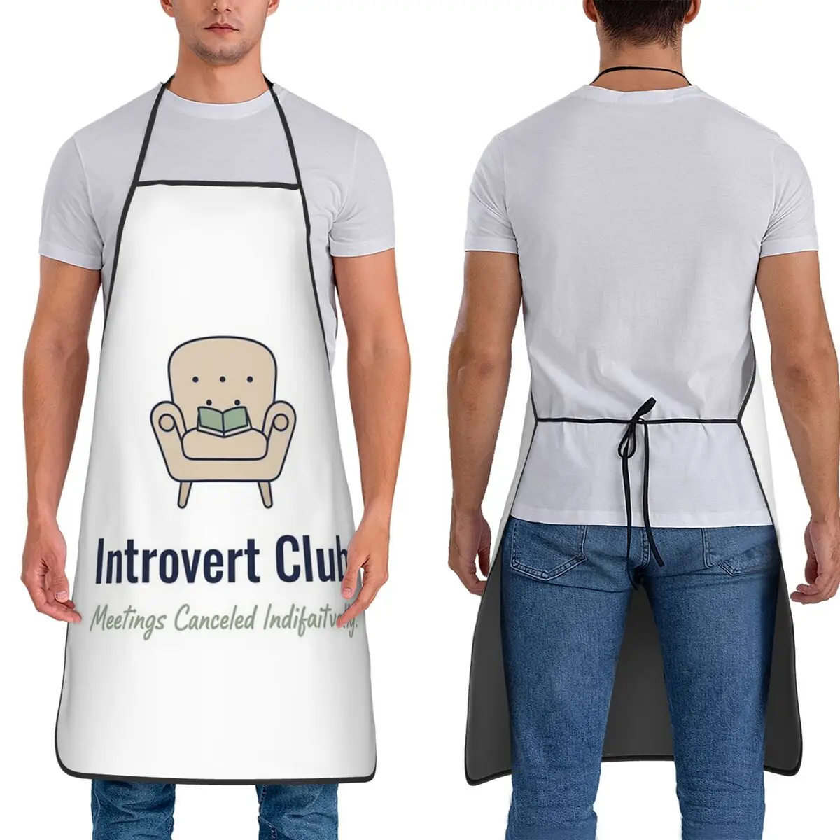 Introvert Club Funny Minimalist Design Witty Humor For Introverts  Chef Cooking Cuisine Tablier Bib Kitchen Cleaning Pinafore