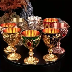 Vintage Metal Chalice Goblet Metal Wine Glass Decoration European Style Home Bar Drinkware Home Decor High Quality Gifts