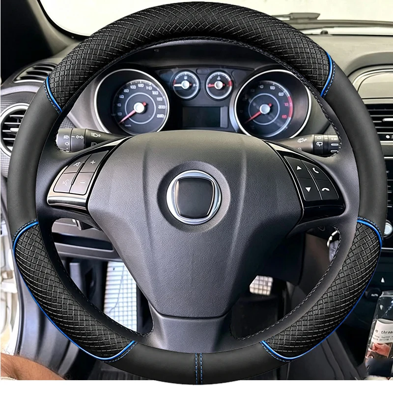 For Fiat Bravo Doblo Opel Combo Grande Punto Linea Qubo Vauxhall DIY Carbon Fider Suede Steering Wheel Cover Accessory
