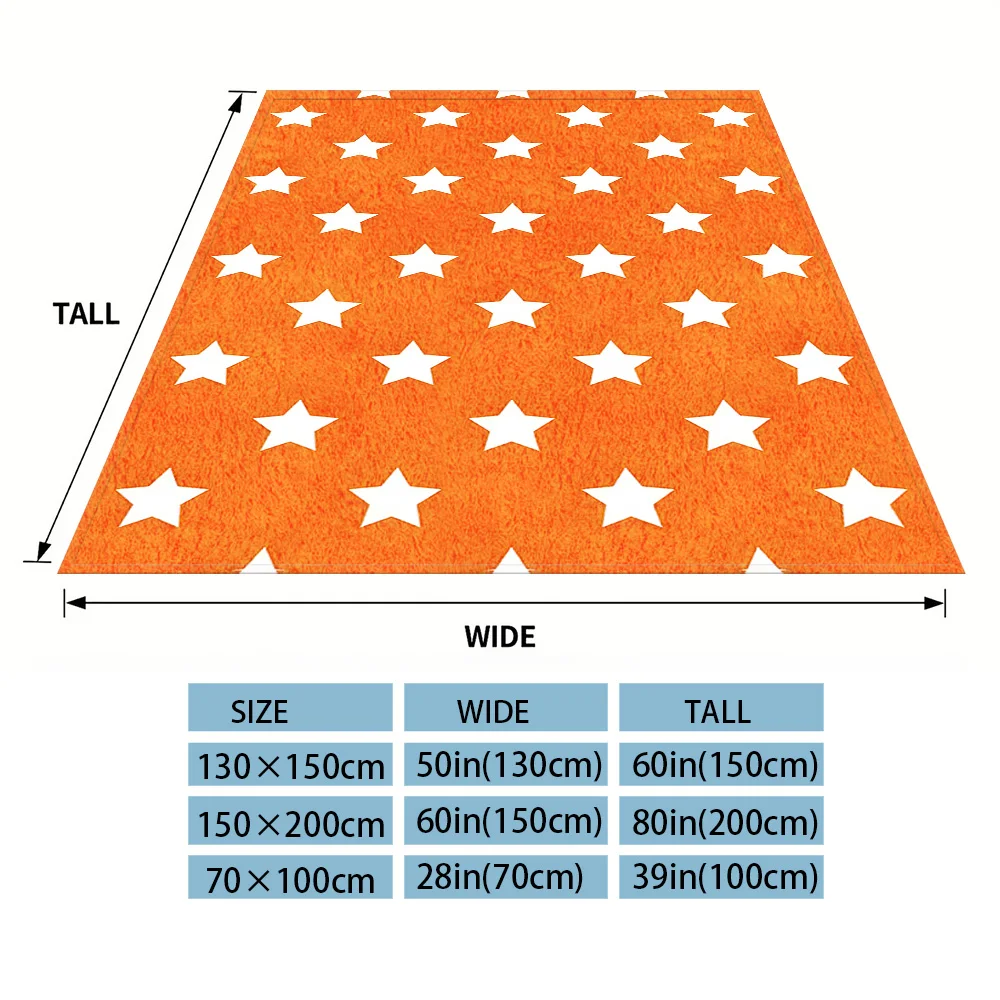 Orange Stars Flannel Blanket, Ultra-Fine Fiber, All Season Luxurious Fluffy Blanket Suitable For Beds Or Sofas