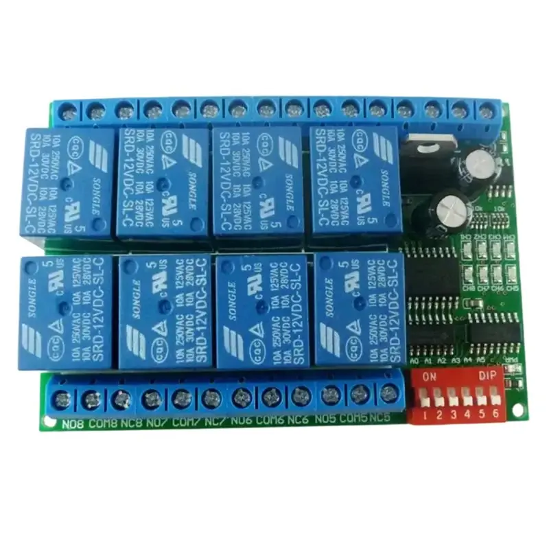 Modbus RTU Protocol RS485 8-Channel 12V Relay Module-Serial Remote Control Switch/PLC Control Board-AT36