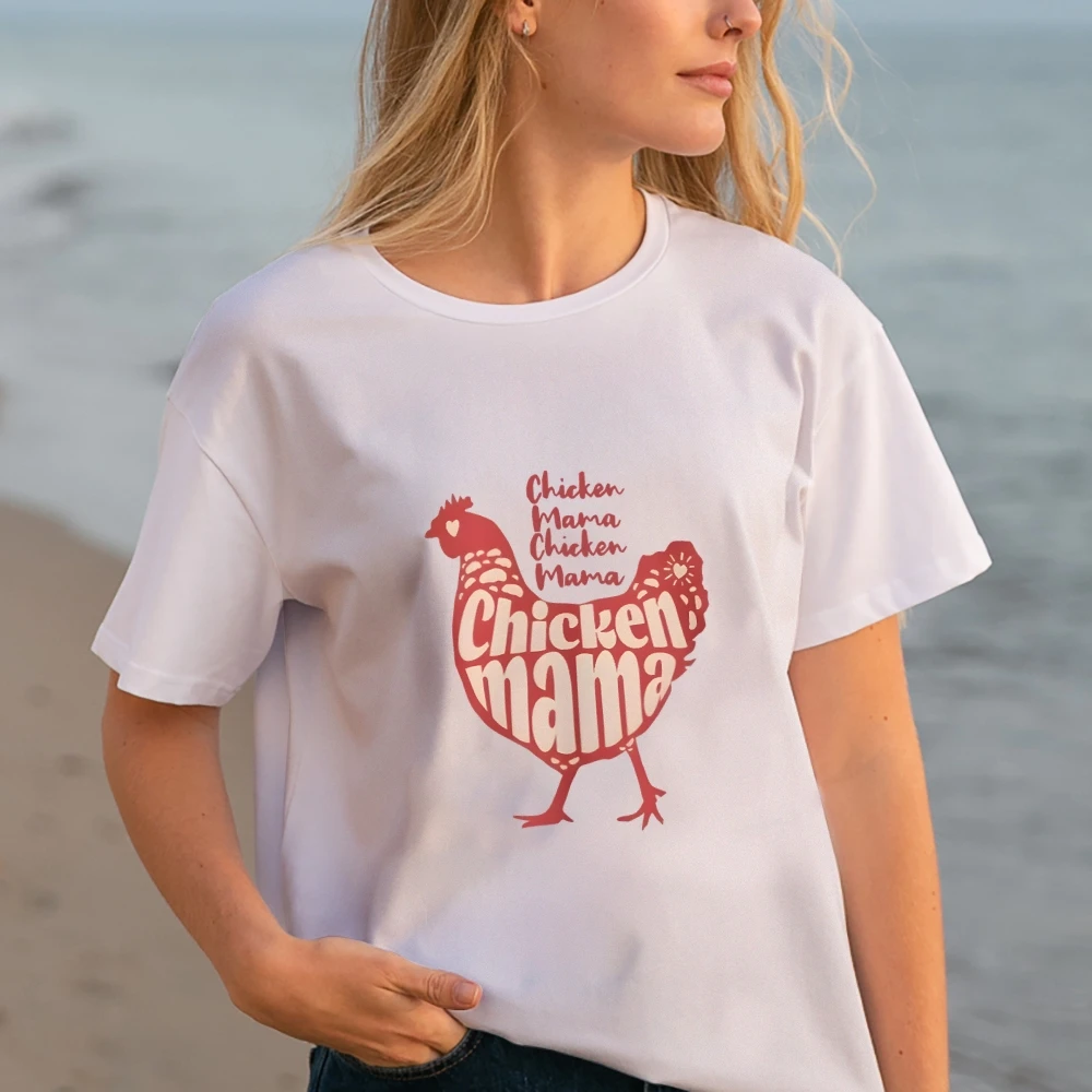 Chicken Mama Shirt Chicken Lover Shirt Women's Farm Tees Women Graphic T-Shirt Y2K Tees