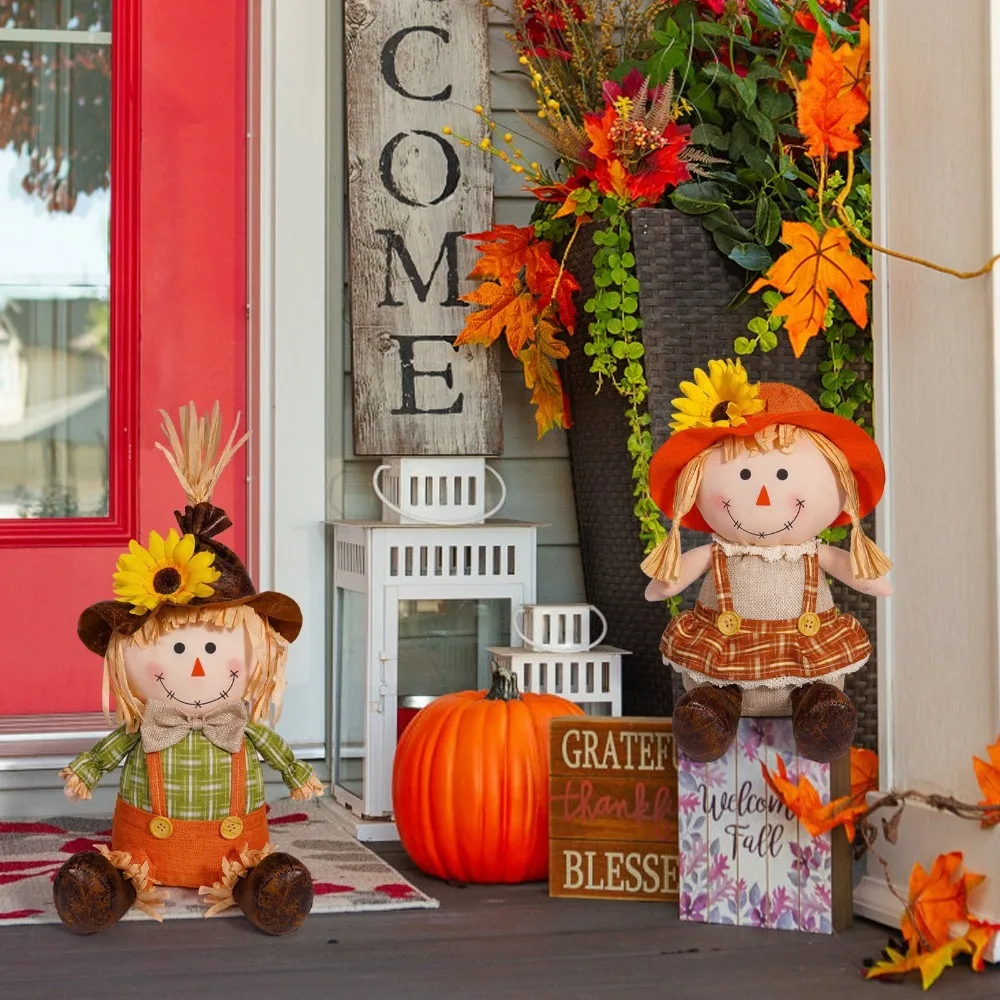 

Doll Ornaments Cute Scarecrow Gnome Doll Stuffed Blessing Autumn Dwarf Doll Plush Gnome Doll Plushies Home Desktop Decor