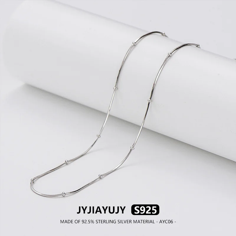 

JYJIAYUJY 100% Sterling Silver S925 Necklace 40/45/50CM Snake Chain With 1.5MM Ball Rhodium Plated Jewelry Gift Daily AYC06