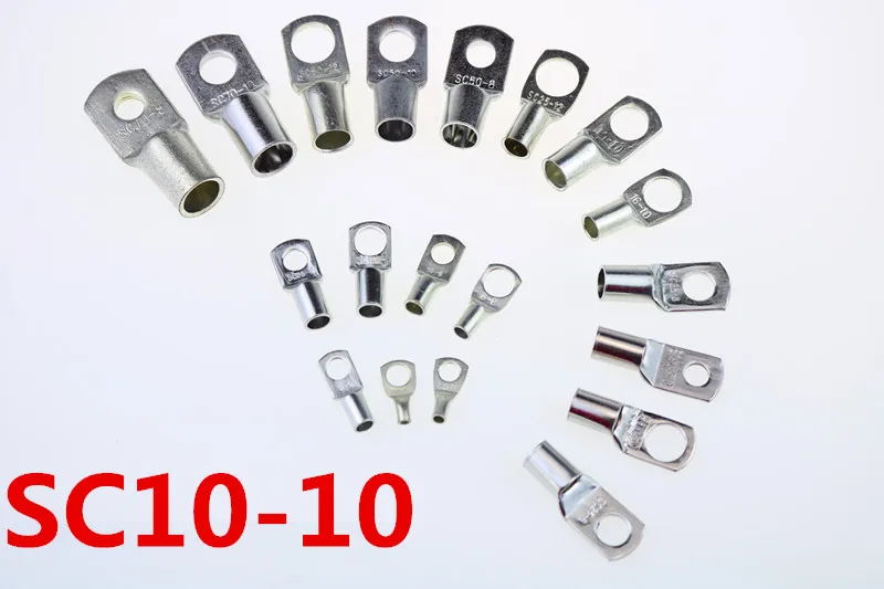 SC 10-10 10mm2 10mm Bolt Hole Tinned Copper Cable lugs Battery Terminals Brand New