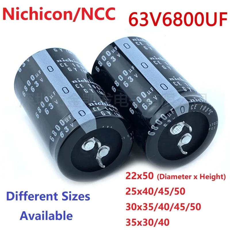 

2Pcs/Lot Japan Nichicon/NCC 6800uF 63V 63V6800uF 22x50 25x40/45/50 30x35/40/45/50 35x30/40 Snap-in PSU Amplifier Capacitor