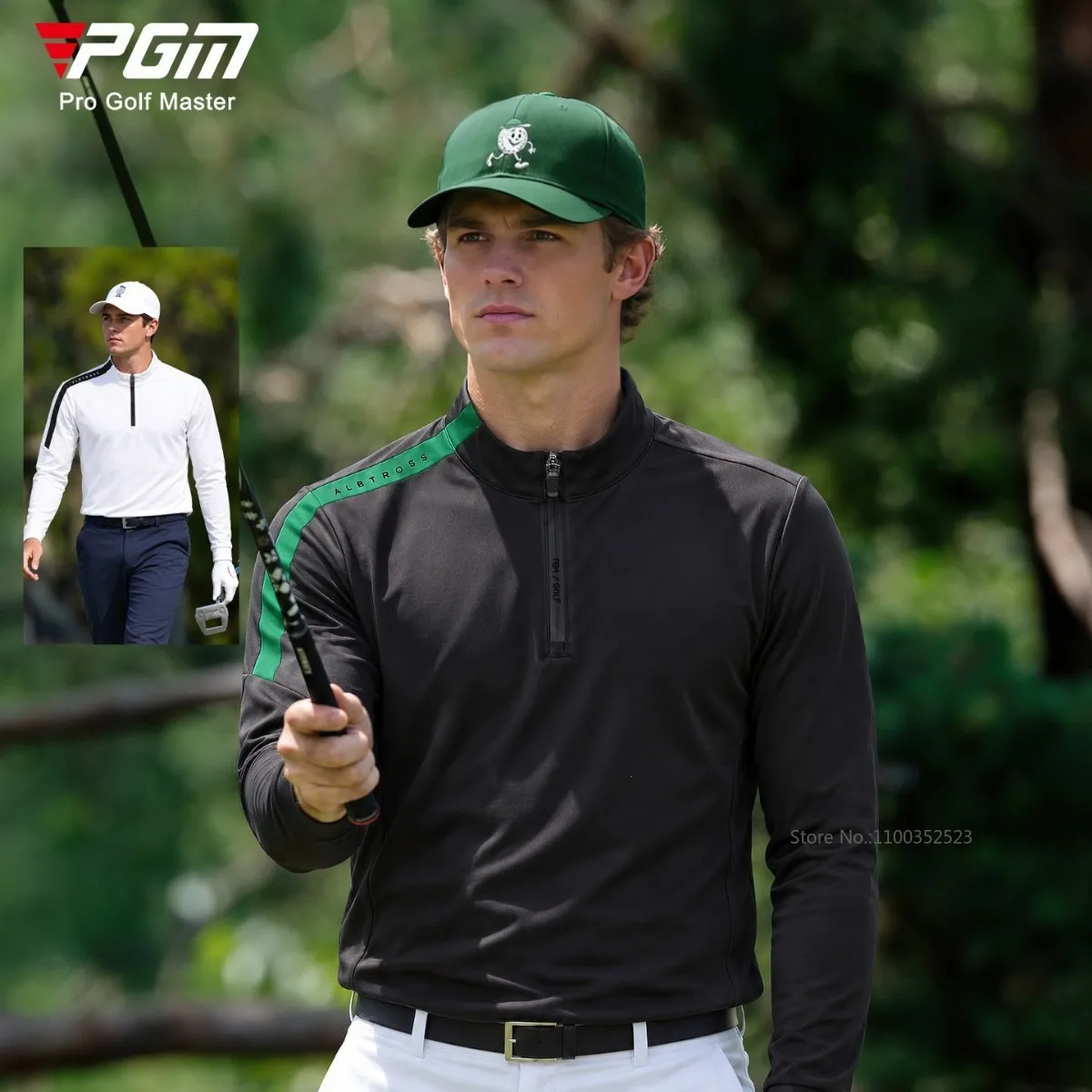 Pgm Men Quarter Zip Sports Pullover Long Sleeve Golf Polo Shirt Male Breathable Soft Sweatshirts Elastic Casual Tops M-XXL