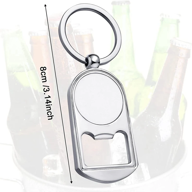 Hot-20 Pcs Sublimation Blank Keychain Metal Bottle Opener Blank Key Ring Heat Transfer Rectangular Sublimation Keychain