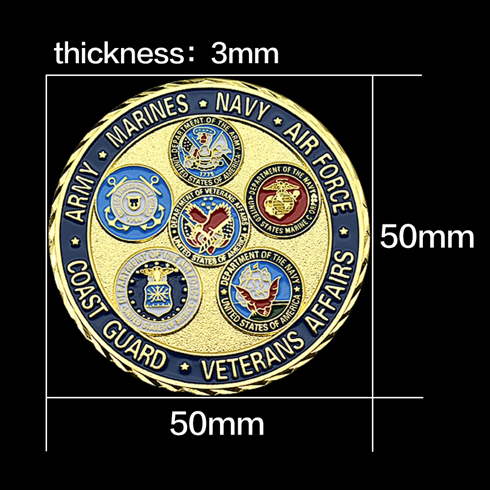 التحدي العسكري الأمريكي عملة الجيش البحرية مشاة البحرية سلاح الجو حارس السواحل شؤون المحاربين القدامى كابيتول لياسون هدية تذكارية