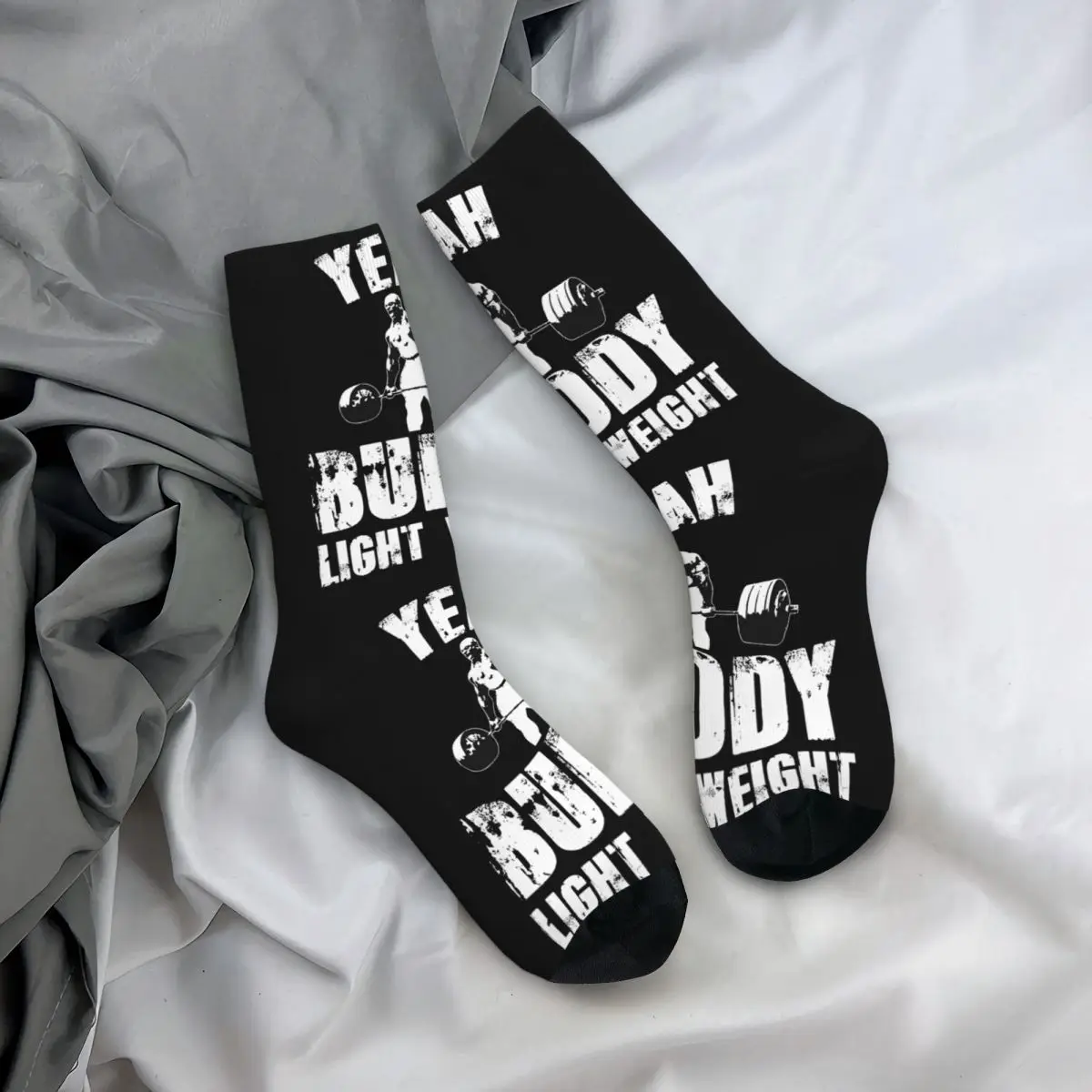 Retro Yeah Buddy Light Weight Gym Bodybuilding Men\'s compression Socks Unisex GYM Harajuku Seamless Printed Novelty Crew Sock