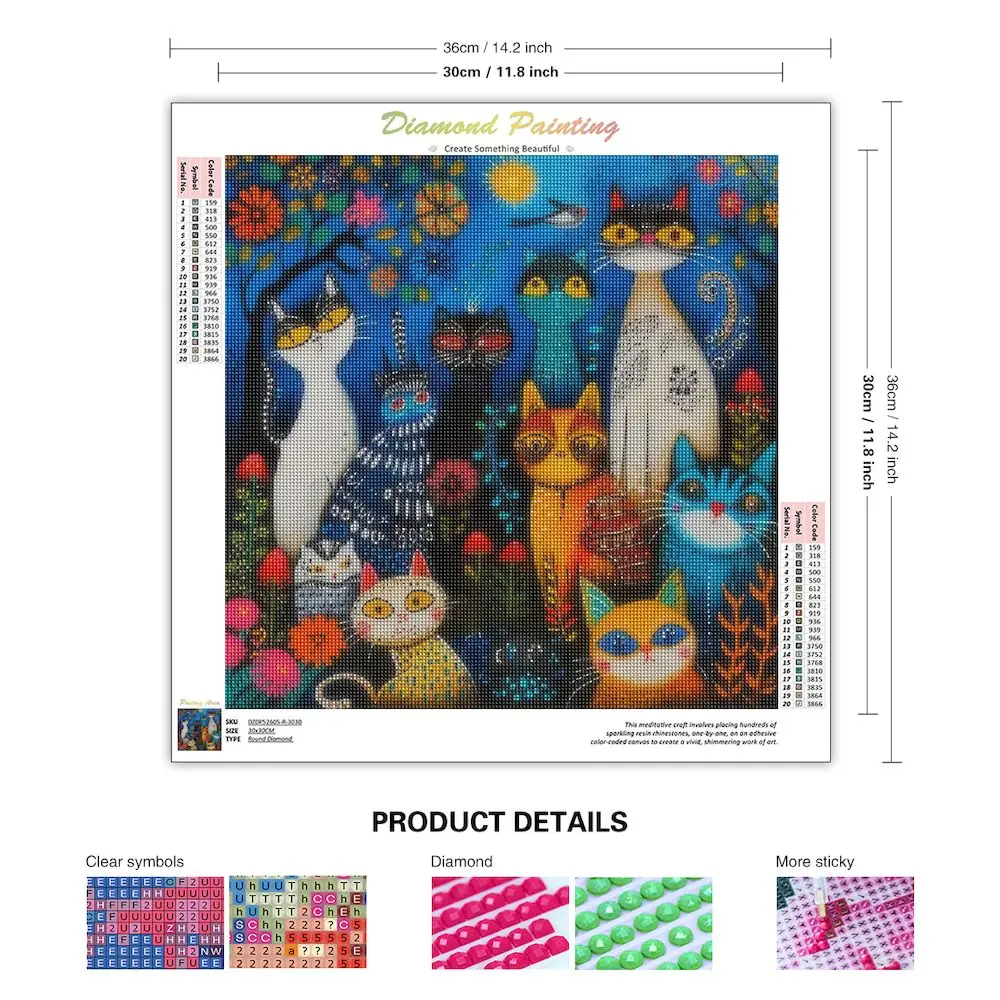 CHENISTORY 5D DIY Diamond Painting Diamond Embroidery Paintings Accessories Animal Cat Full Square/Round Rhinestone Picture