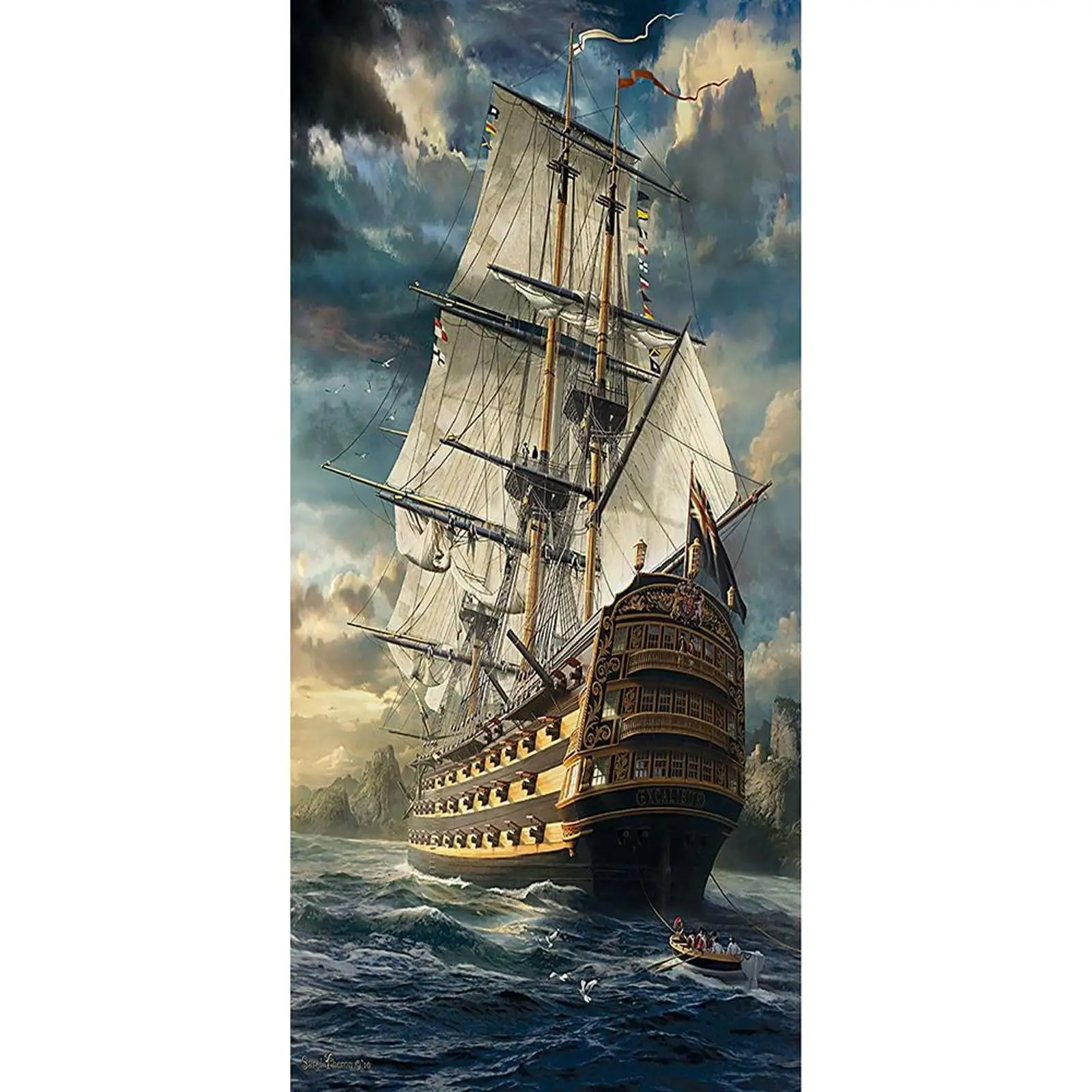 

5D DIY Diamond Mosaic Sea Sailboat Pattern Diamond Embroidery Art Crafts 15.7x31.5in Full Drill Diamond Art for Home Wall Decor
