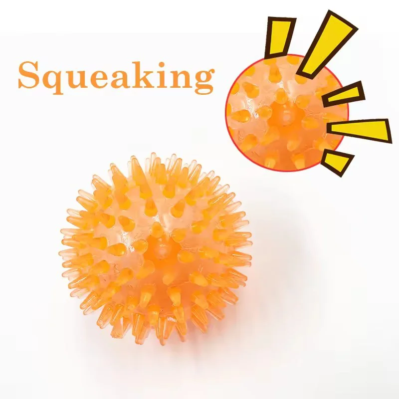 TPR Quietschendes Spiked Dog Ball Kauspielzeug Langlebiges Zahnreinigungs-Backenzahnspielzeug Schwimmendes, federndes interaktives Haustierspielzeug für die Mundpflege – Detail 5