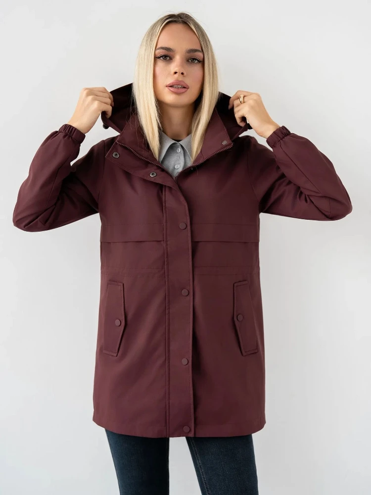 Multi‑Color Hooded Windbreaker Jacket Optional Casual Outdoor Windproof Parka Simple Sport Style Zip‑Up Outerwear For Ladies