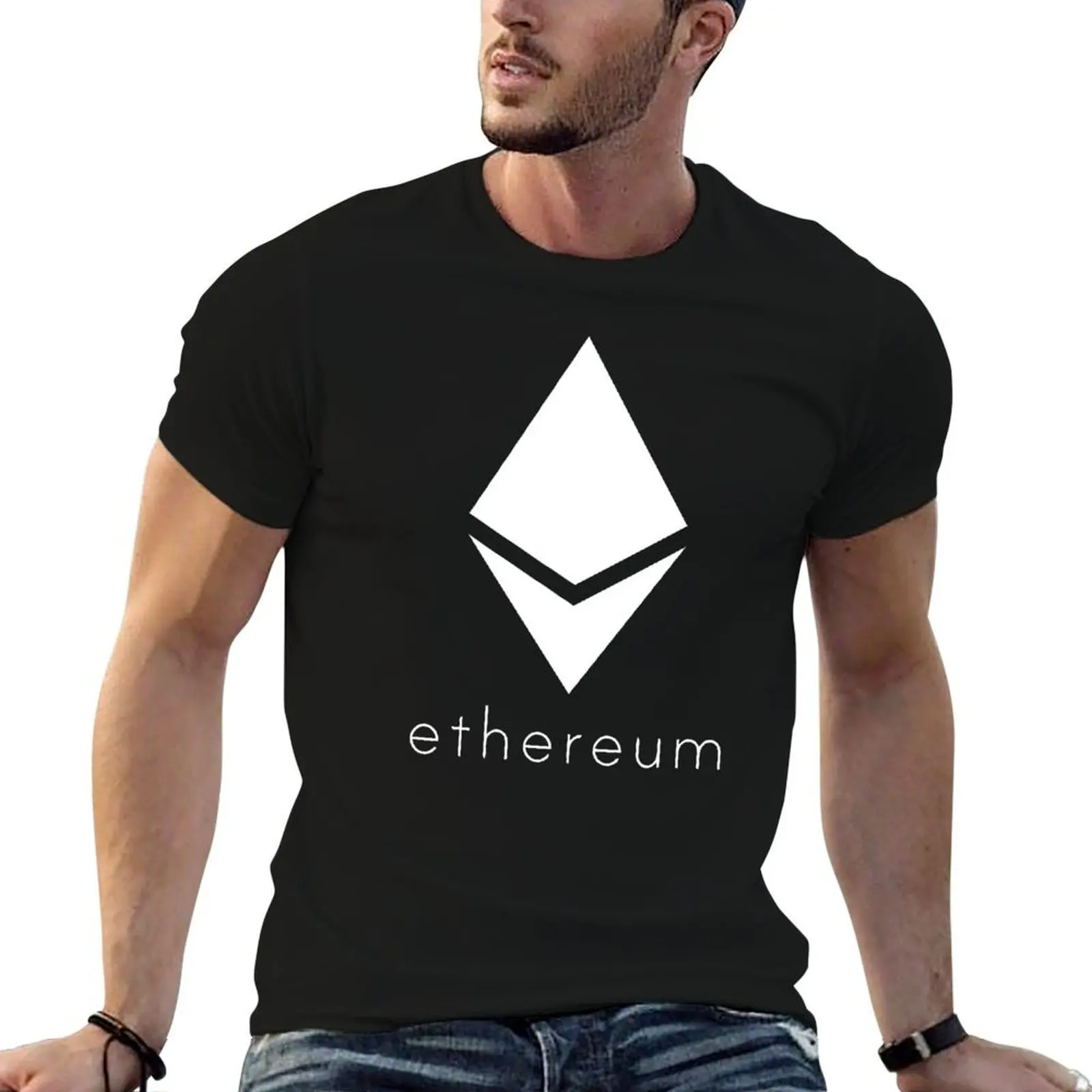T-Shirt Ethereum Pure White Diamond pour homme, coupe slim, t-shirts amusants, humorisme noir, t-shirt de luxe