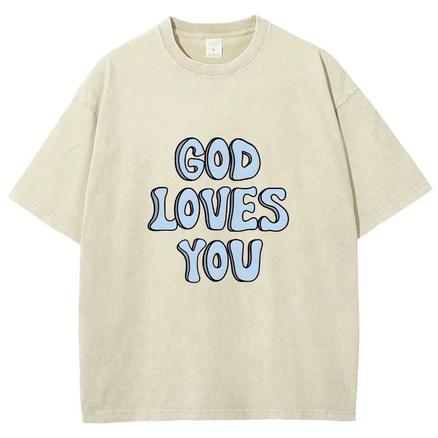 Y2K Loves  You Washed Short Sleeve TShirt, Cartoon Creative Printed Unisex Vintage Streetwear New Fashion Casual Plus-Size Tops