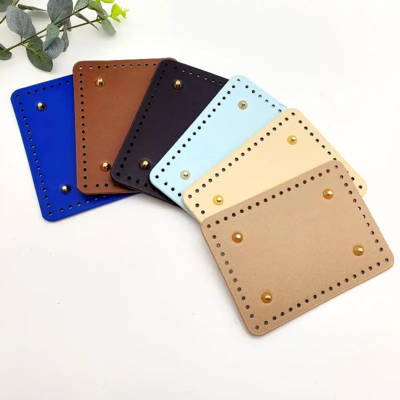 New Rectangle Shaped PU Bag Bottom For Knitted Bag Crochet Bag Durable Bag Bottom With Rivet Bag Accessorie