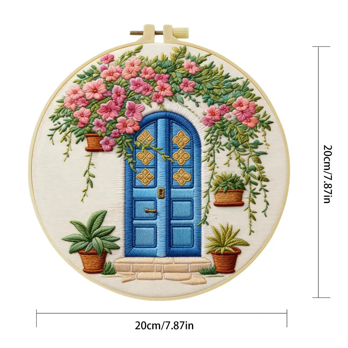 1 Stück 20X20CM/15X15CM 7,87/6,3 Zoll Türöffnungs-Stickerei-Starter-Kit DIY-Kit DIY-Stickerei-Set für Anfänger – Detail 3