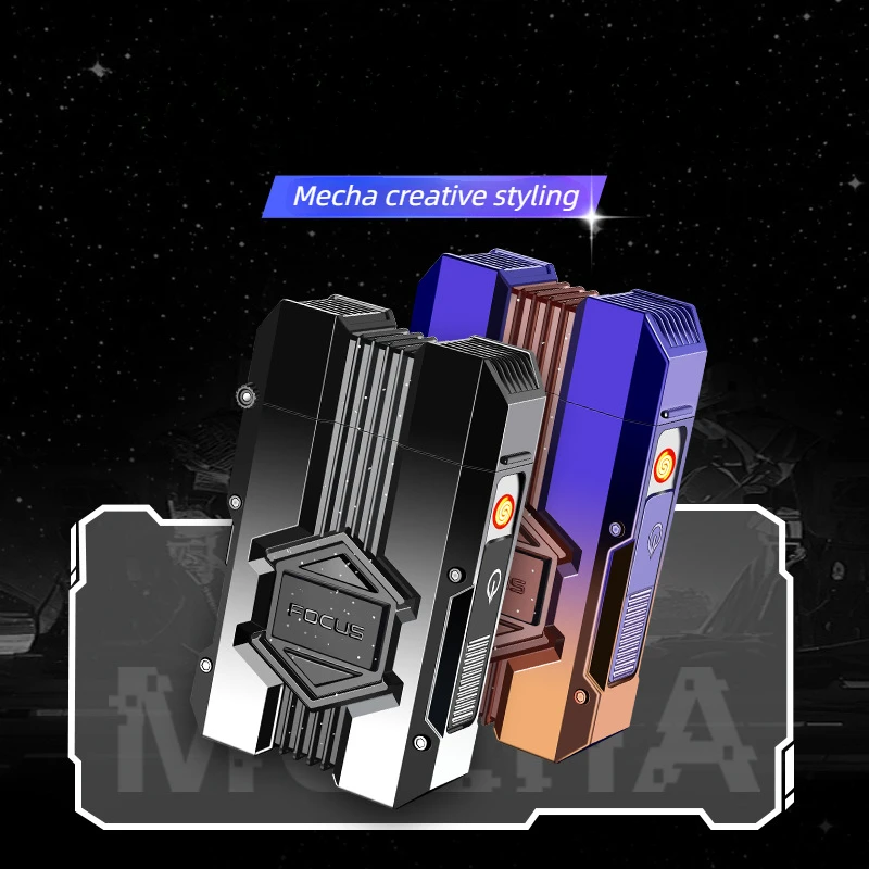 Newest Trendy and High-looking Mecha-shaped Cigarette Case Lighter with Tungsten Wire Cigarette Lighter Thick Cigarette Case