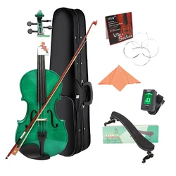 Astonvilla 4/4 Viola Professional Dark Green Acoustic Viola Spruce Panel Solid Wood with Case/Bow/Shoulder Rest/Strings/Tuner