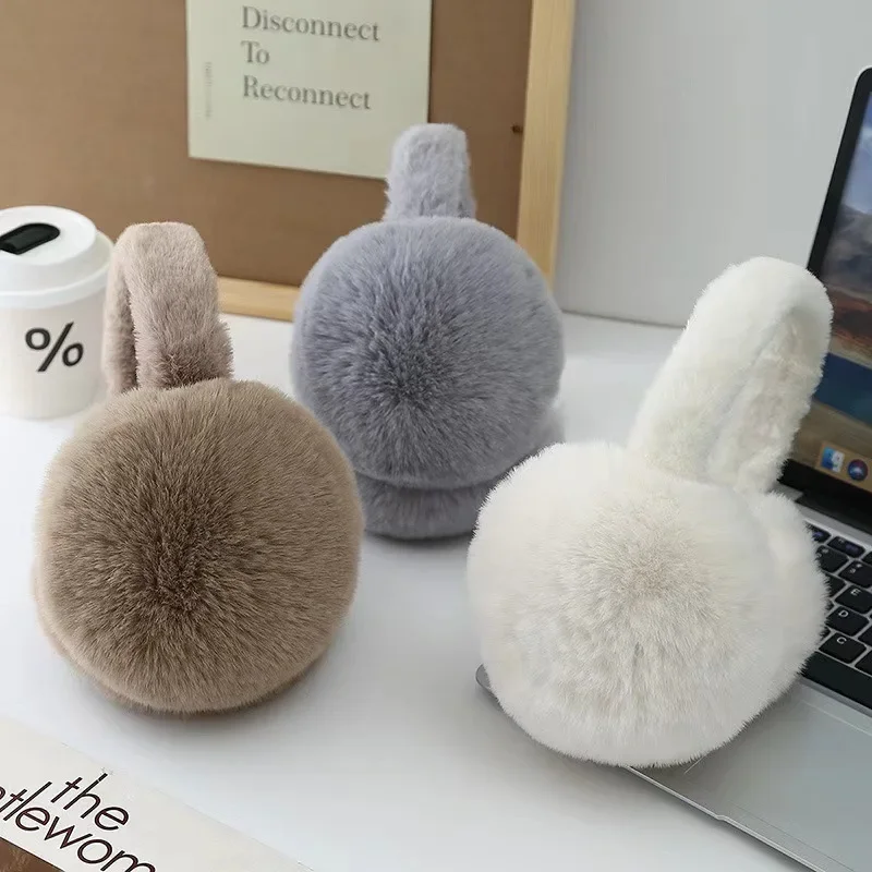 Foldable Children's Ear Protectors In Winter Warm And Cute Plush Ear Protectors Cold And Windproof Thickened Student Ear Tips