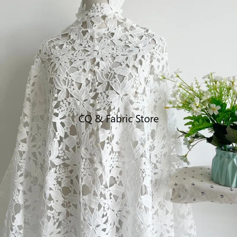 Bianco solubile in acqua tessuto di pizzo a foglia cava abbigliamento gonna abbigliamento designer accessori per cucire tessuti fai da te